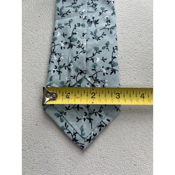 Ties.com Blue/Green Floral Pattern 100% Cotton Handmade Tie NWOT - Picture 6 of 6